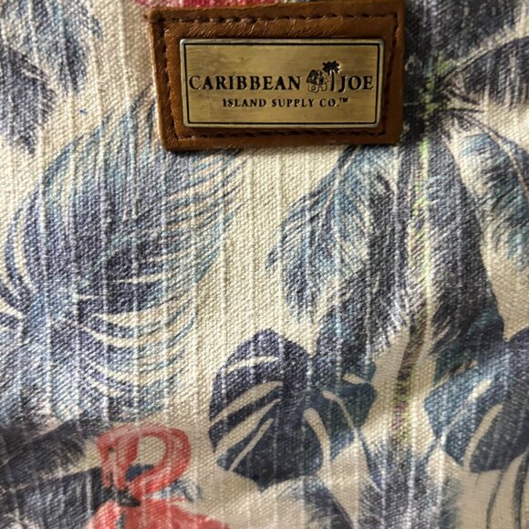 Caribbean Joe Flamingo Palm Print Crossbody Canvas Tropical Travel Bag - Picture 5 of 15